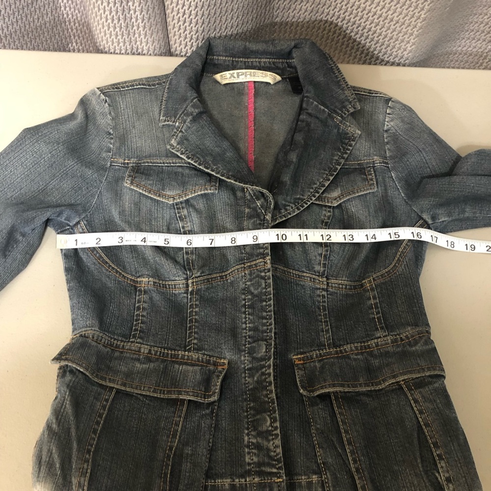 Express Button Down Denim Jacket Sz M - image 7